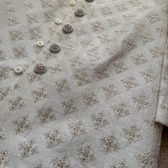 [NEW] Men's Indian Pakistani Sherwani Wedding Suit Cream - Picture 2 of 9